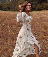 FashionSierra-Cotton  White  Maxi  Vintage  Floral Embroidery  Spring/Autumn  Robe  Long Sleeve  Casual Boho Dress